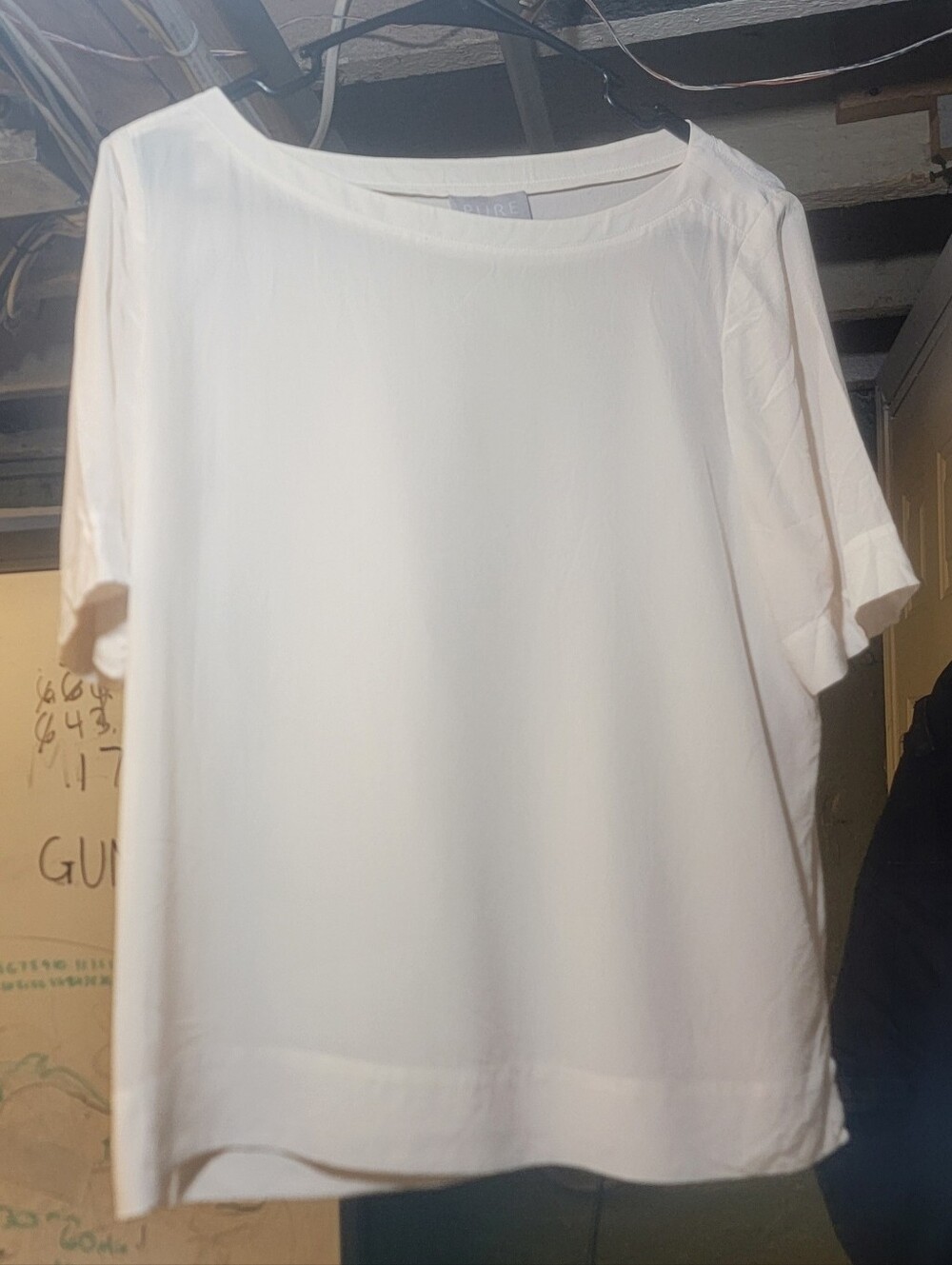 100% Silk Pure Collection Ivory White Blouse Size US 12 UK 16